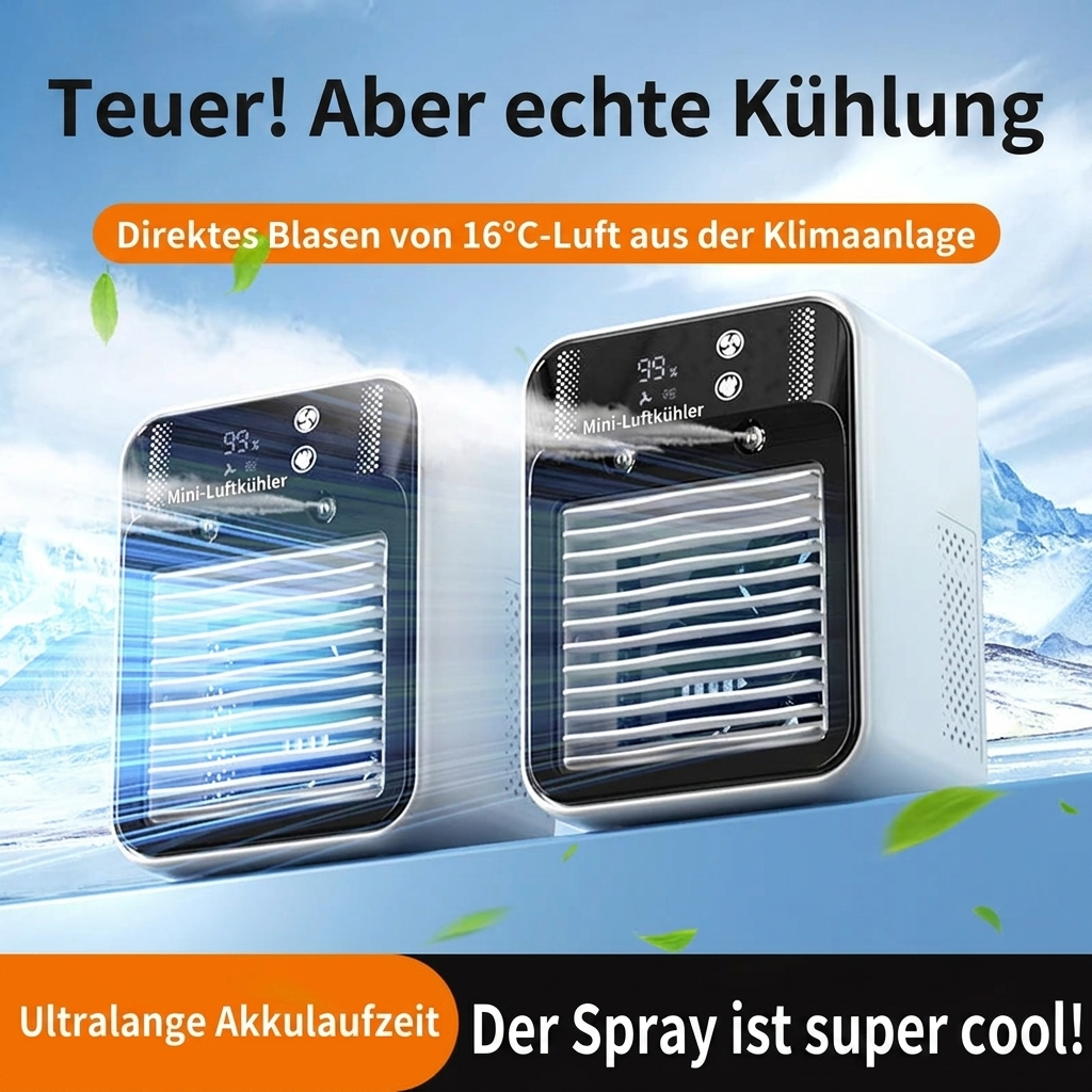 Tragbare Mini-Klimaanlage – Nano-Nebel, kühlt & befeuchtet, kabellos