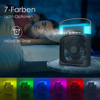 Mini-Klimaanlage 3-in-1 – Ventilator, Luftbefeuchter & Nachtlicht