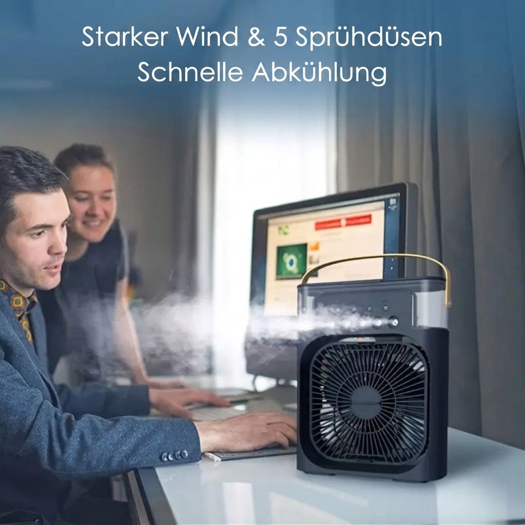 Mini-Klimaanlage 3-in-1 – Ventilator, Luftbefeuchter & Nachtlicht