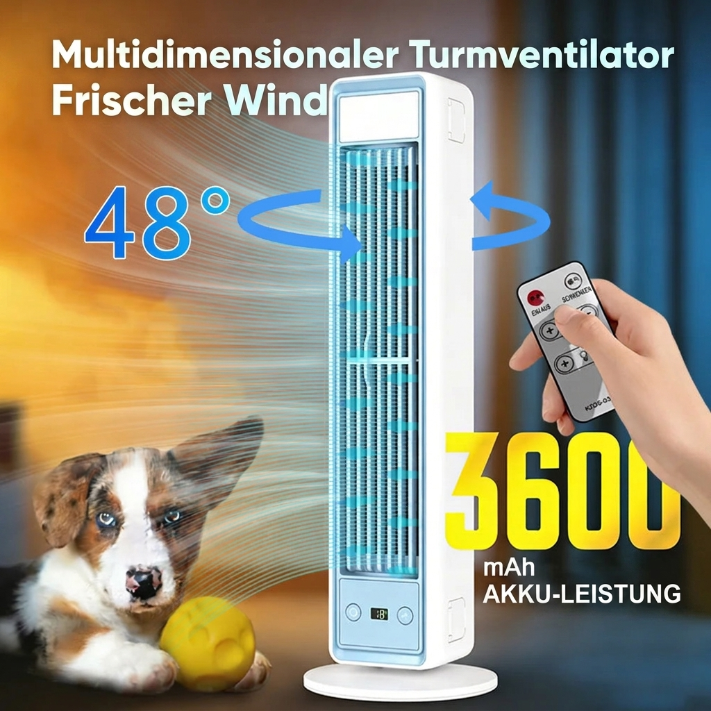 Turmventilator flügellos – leise, oszillierend, kraftvoll