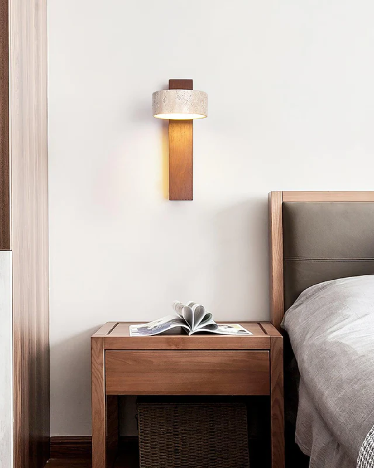 Wandleuchte Steinholzsäule - Natürliches Holzdesign