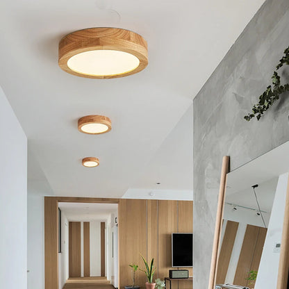 <strong>Einfache Runde Deckenleuchte</strong> – Stilvolle Holzlampe für Vielseitige Anwendungen 1