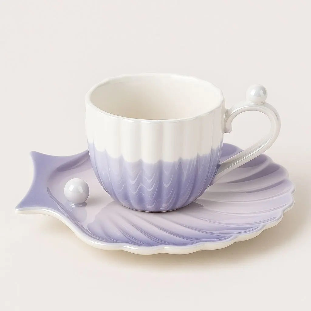 <strong>Marina Perlen Tassen- und Untertassen-Set</strong> – Elegantes Muschelmotiv für jeden Anlass 0