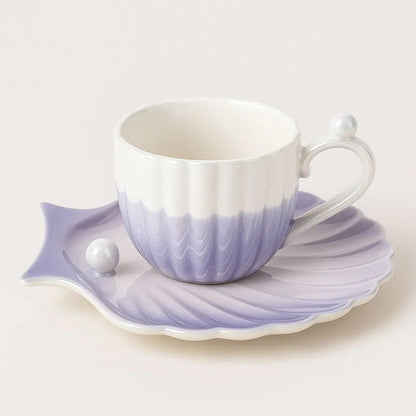 <strong>Marina Perlen Tassen- und Untertassen-Set</strong> – Elegantes Muschelmotiv für jeden Anlass 0