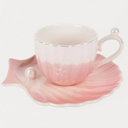 <strong>Marina Perlen Tassen- und Untertassen-Set</strong> – Elegantes Muschelmotiv für jeden Anlass 2