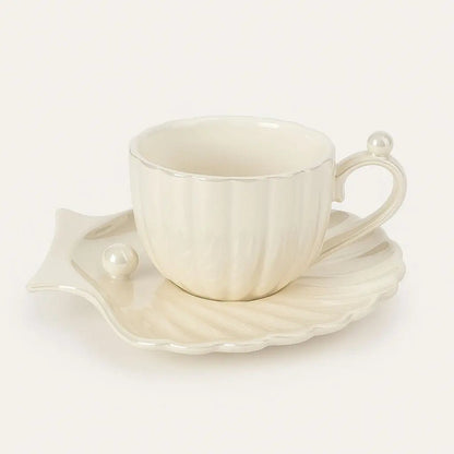 <strong>Marina Perlen Tassen- und Untertassen-Set</strong> – Elegantes Muschelmotiv für jeden Anlass 3