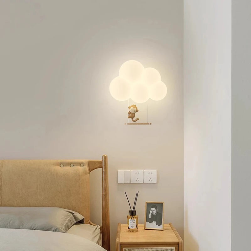 <strong>Minimalistische LED-Wandleuchte Affen-Kaninchen-Wolke</strong> – Sanfte Beleuchtung für Kinderzimmer 4