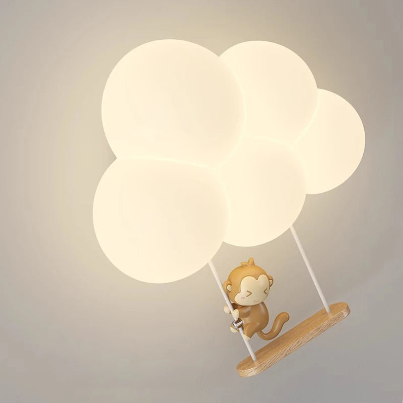 <strong>Minimalistische LED-Wandleuchte Affen-Kaninchen-Wolke</strong> – Sanfte Beleuchtung für Kinderzimmer 6