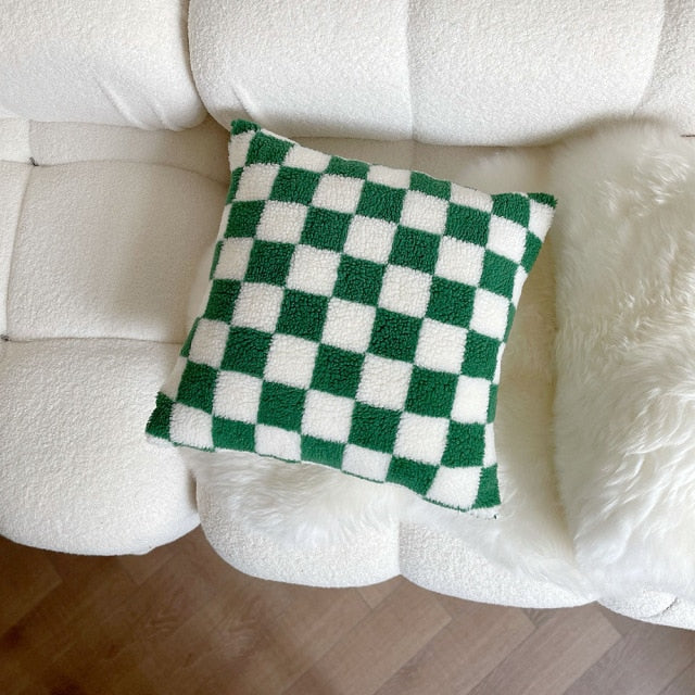 <strong>Plüsch-Kissenbezug Schachbrettmuster</strong> – Stilvolles Design für jeden Raum 2