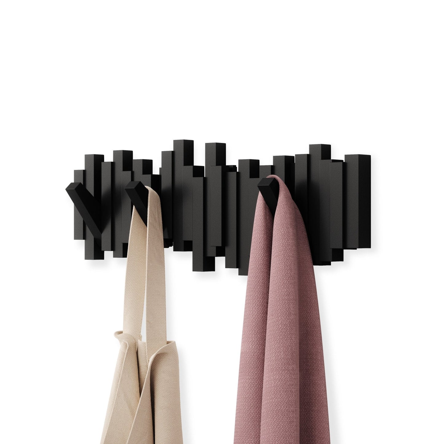 <strong>Schwarzes Sticks Wandregal mit Haken</strong> – Praktische und stilvolle Wandgarderobe 2