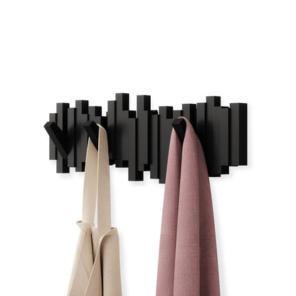 <strong>Schwarzes Sticks Wandregal mit Haken</strong> – Praktische und stilvolle Wandgarderobe 2
