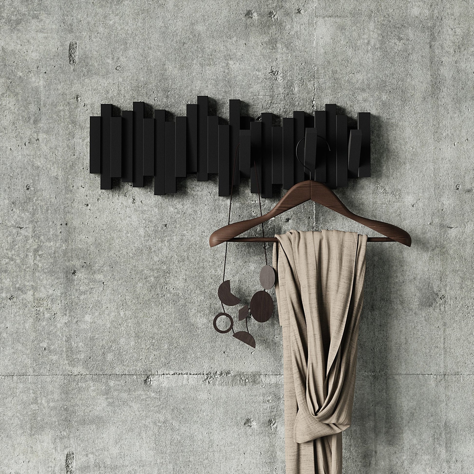 <strong>Schwarzes Sticks Wandregal mit Haken</strong> – Praktische und stilvolle Wandgarderobe 5