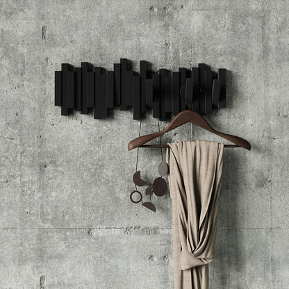 <strong>Schwarzes Sticks Wandregal mit Haken</strong> – Praktische und stilvolle Wandgarderobe 5