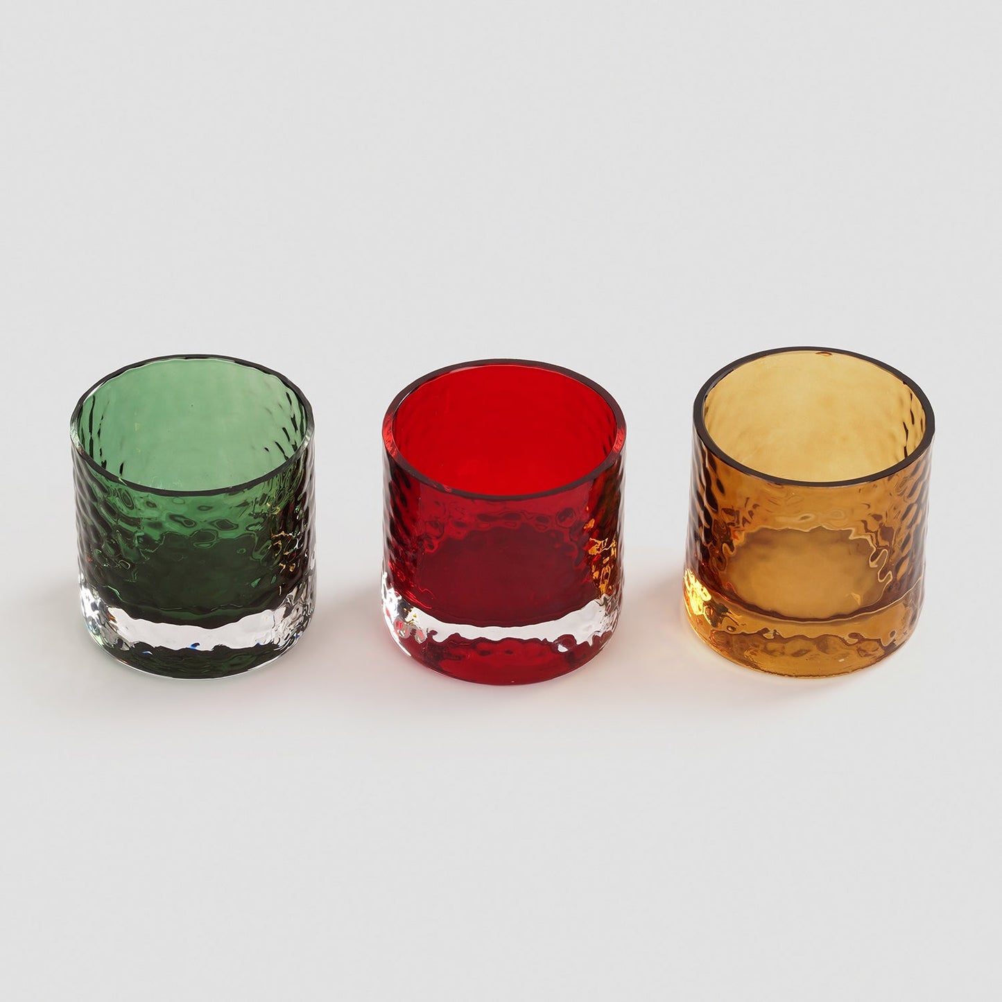 <strong>Set Mit 3 Teelichthaltern Aus Gehämmertem Glas – Stilvolles Lichtspiel Für Jede Gelegenheit</strong> 2