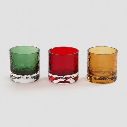 <strong>Set Mit 3 Teelichthaltern Aus Gehämmertem Glas – Stilvolles Lichtspiel Für Jede Gelegenheit</strong> 4