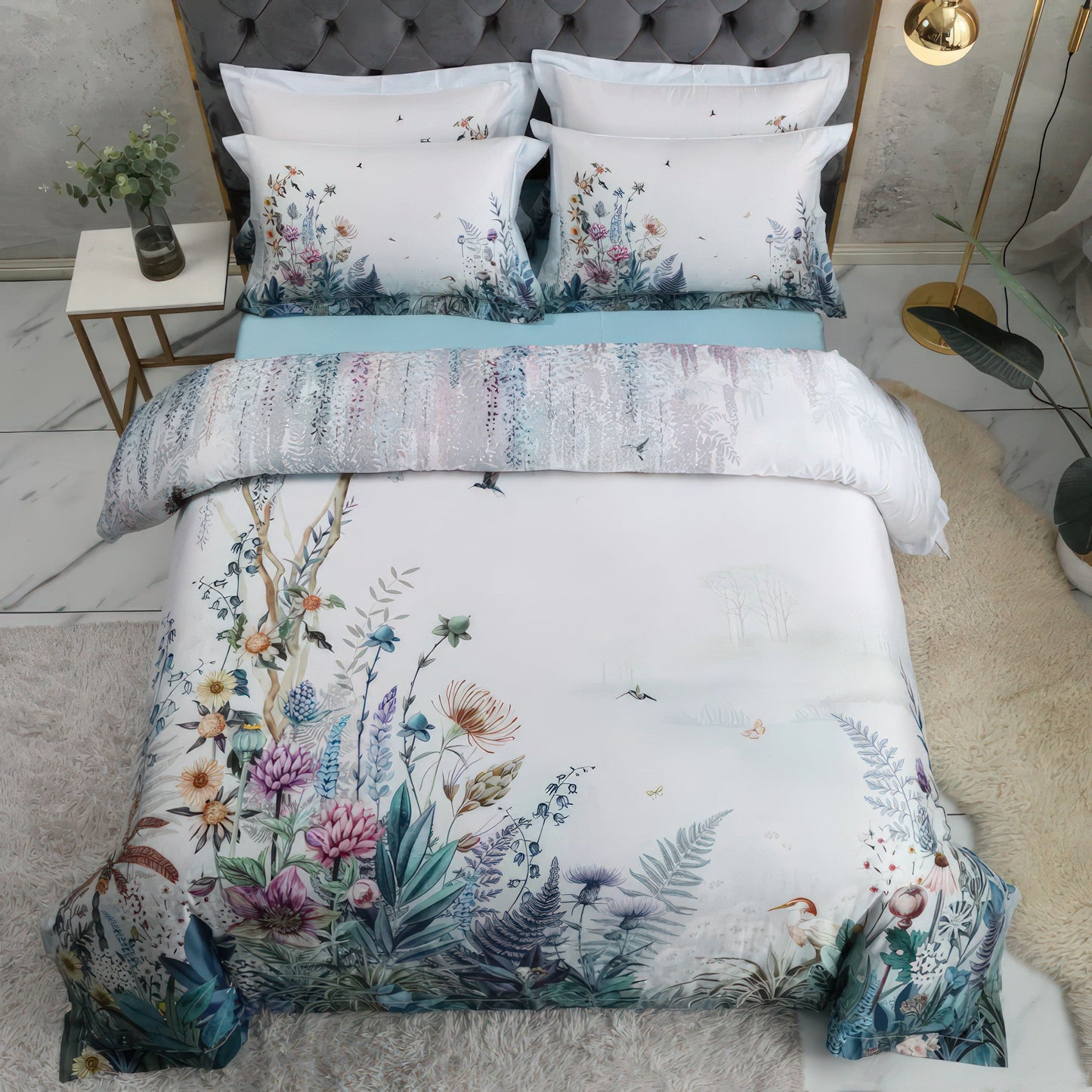 <strong>Violette Blumen Bettbezug-Set</strong> – Zarte Eleganz für Ihr Schlafzimmer 5